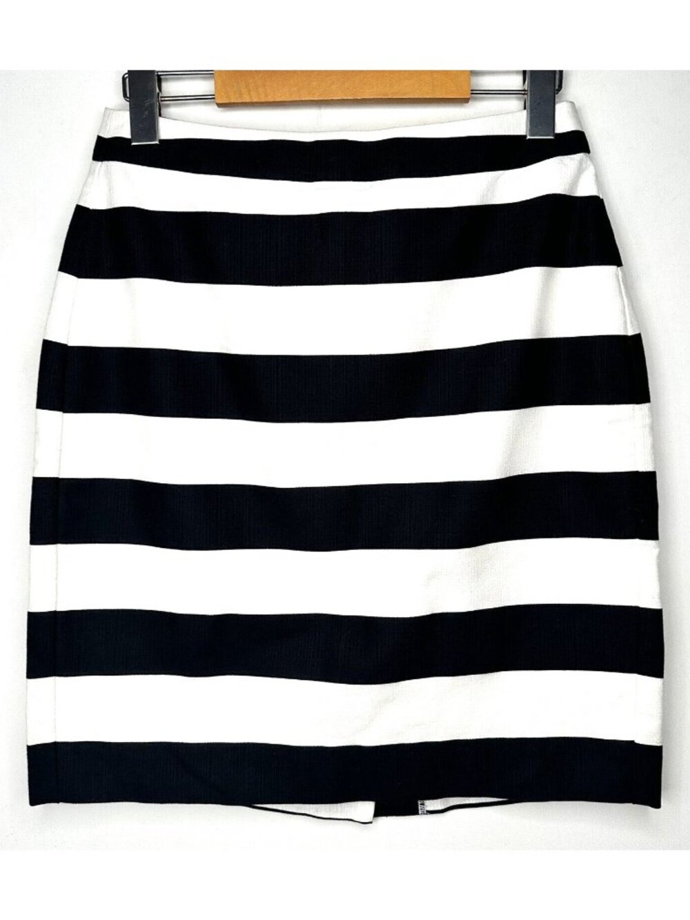 Banana Republic Pencil Skirt Womens 2 Black White Striped Stretch Career Office